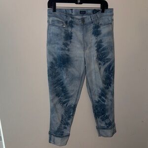 J. Jill Denim‎ High Rise cropped Tie-Dye Jeans rolled hem stretch pants Sz 10